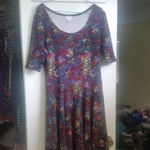 Lularoe XL Nicole Dress - Rainbow Floral